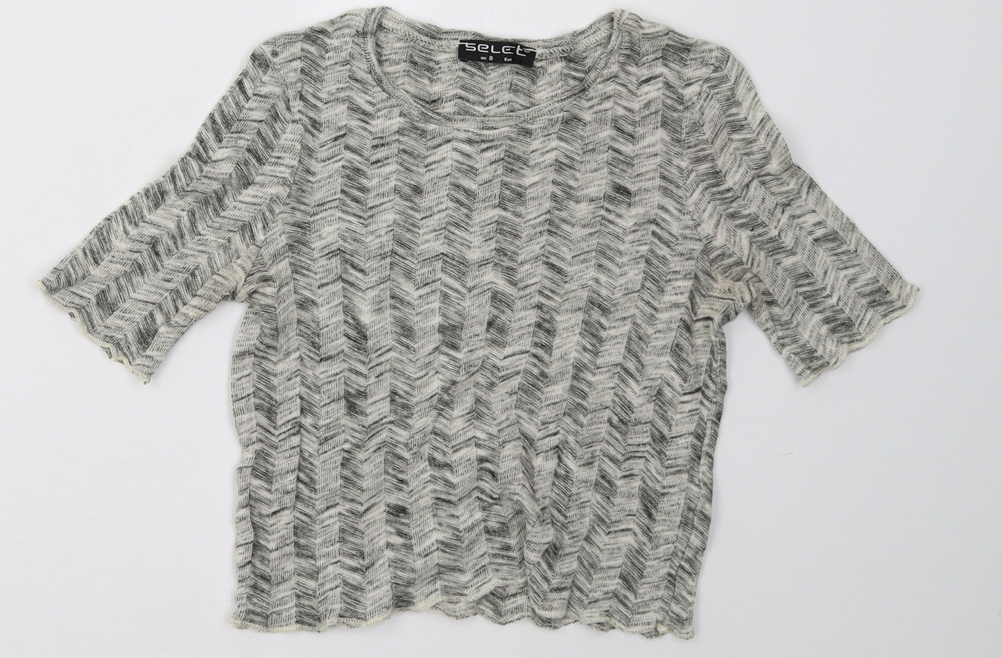 Select Womens Grey   Cropped T-Shirt Size 8