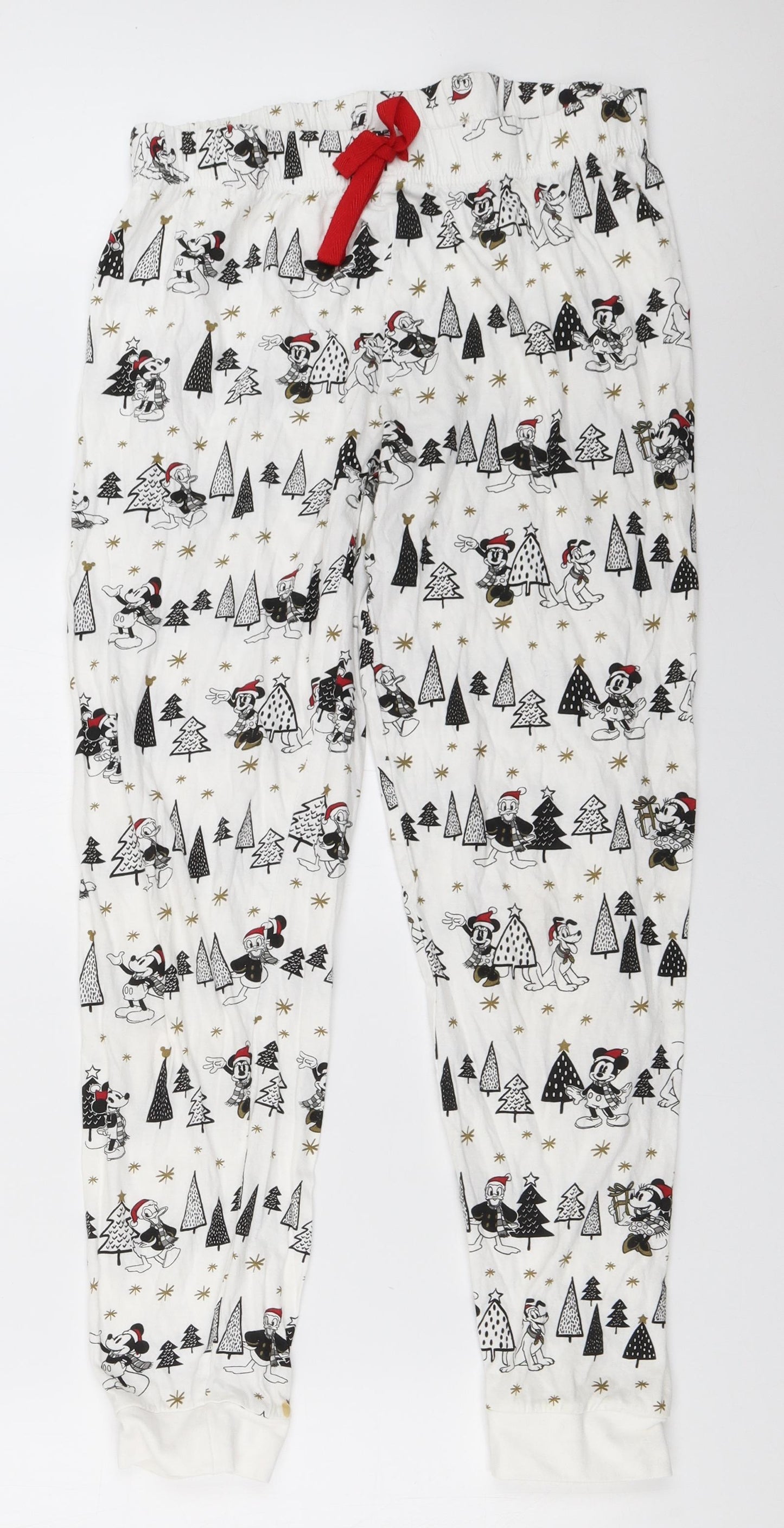 Primark Mens White Solid   Pyjama Pants Size S  - Mickey mouse christmas