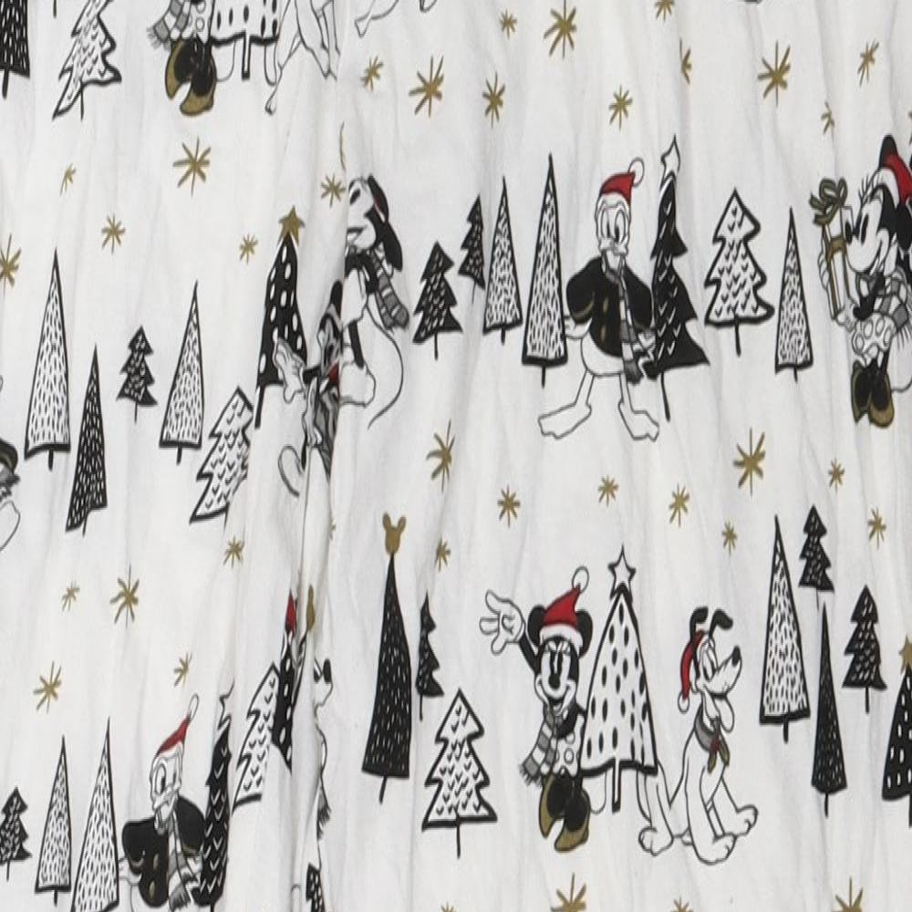 Primark Mens White Solid   Pyjama Pants Size S  - Mickey mouse christmas