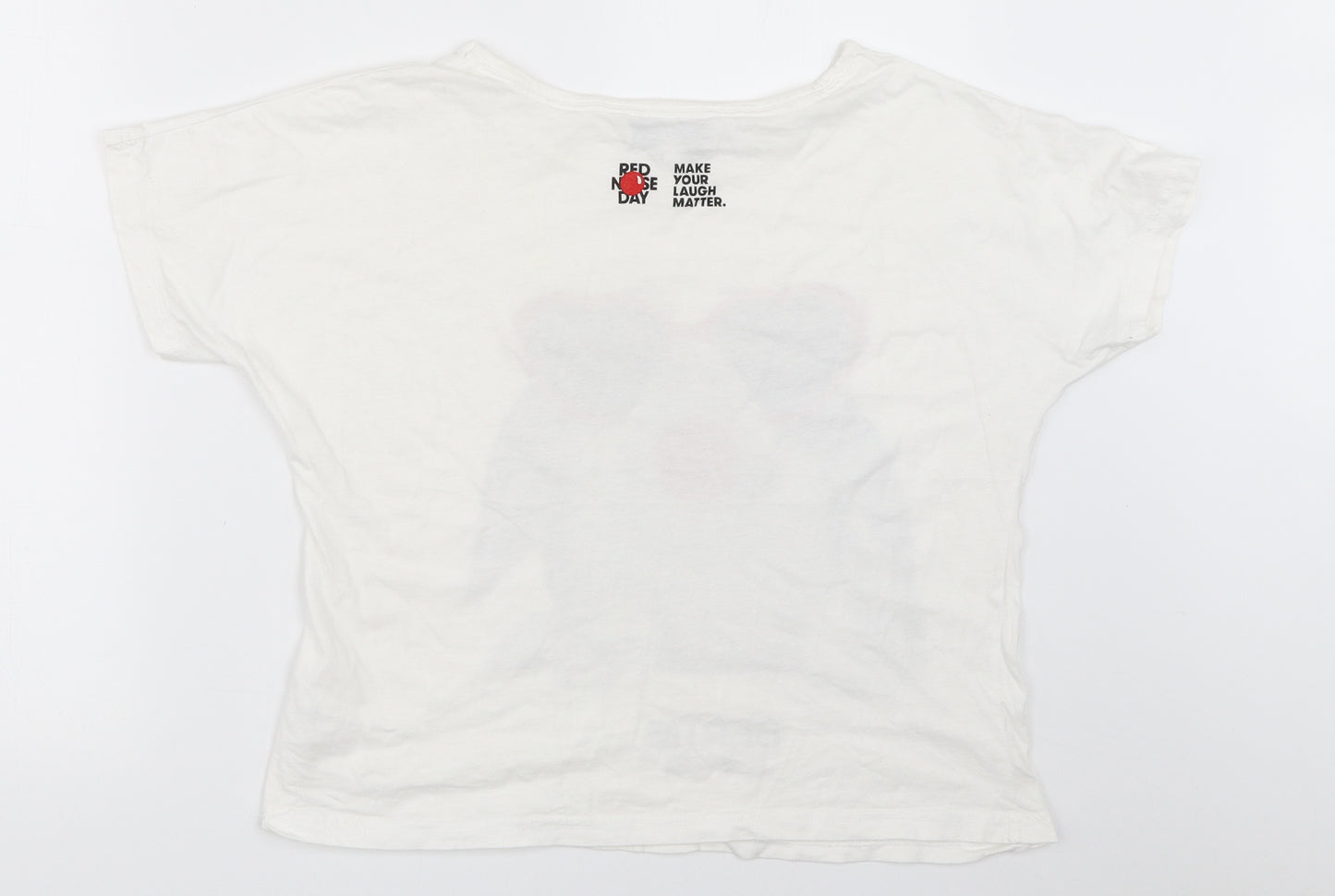 Comic Relief Womens White   Basic T-Shirt Size M  - red nose day