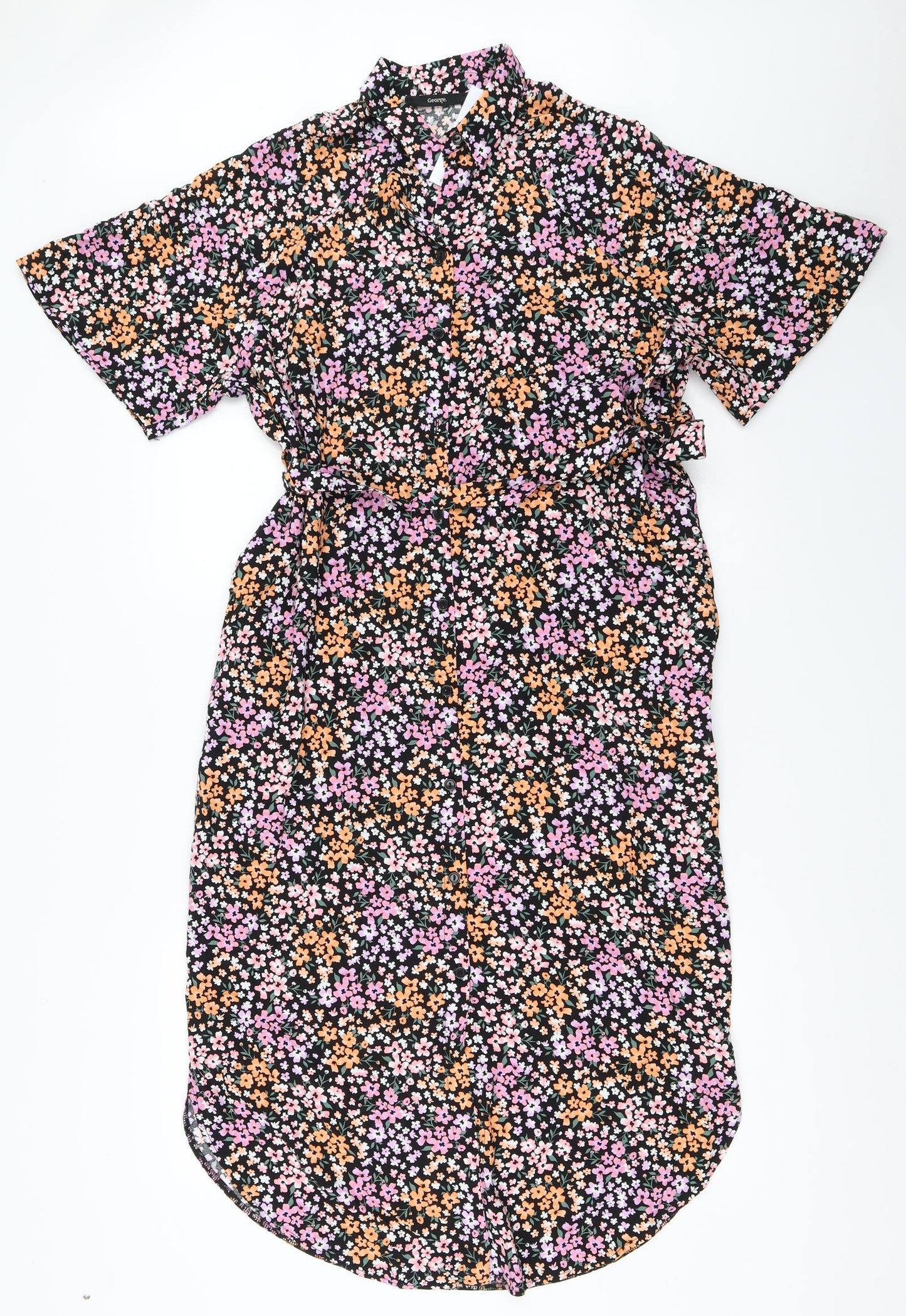 George Womens Black Floral  Fit & Flare  Size 8