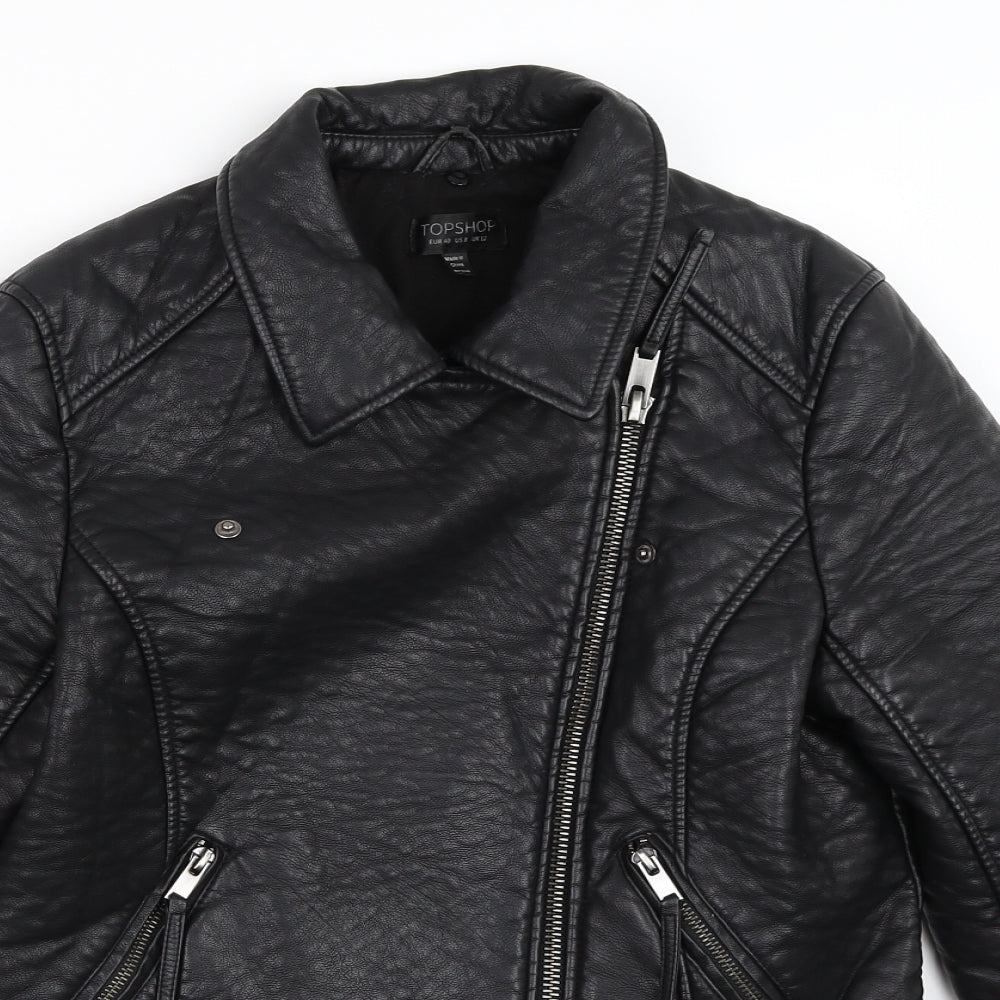 Topshop Womens Black   Biker Coat Size 12