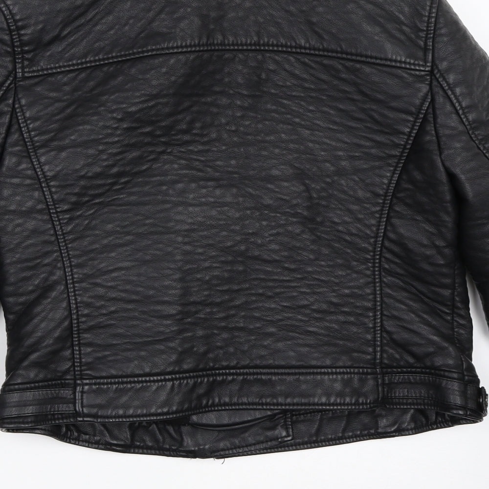 Topshop Womens Black   Biker Coat Size 12