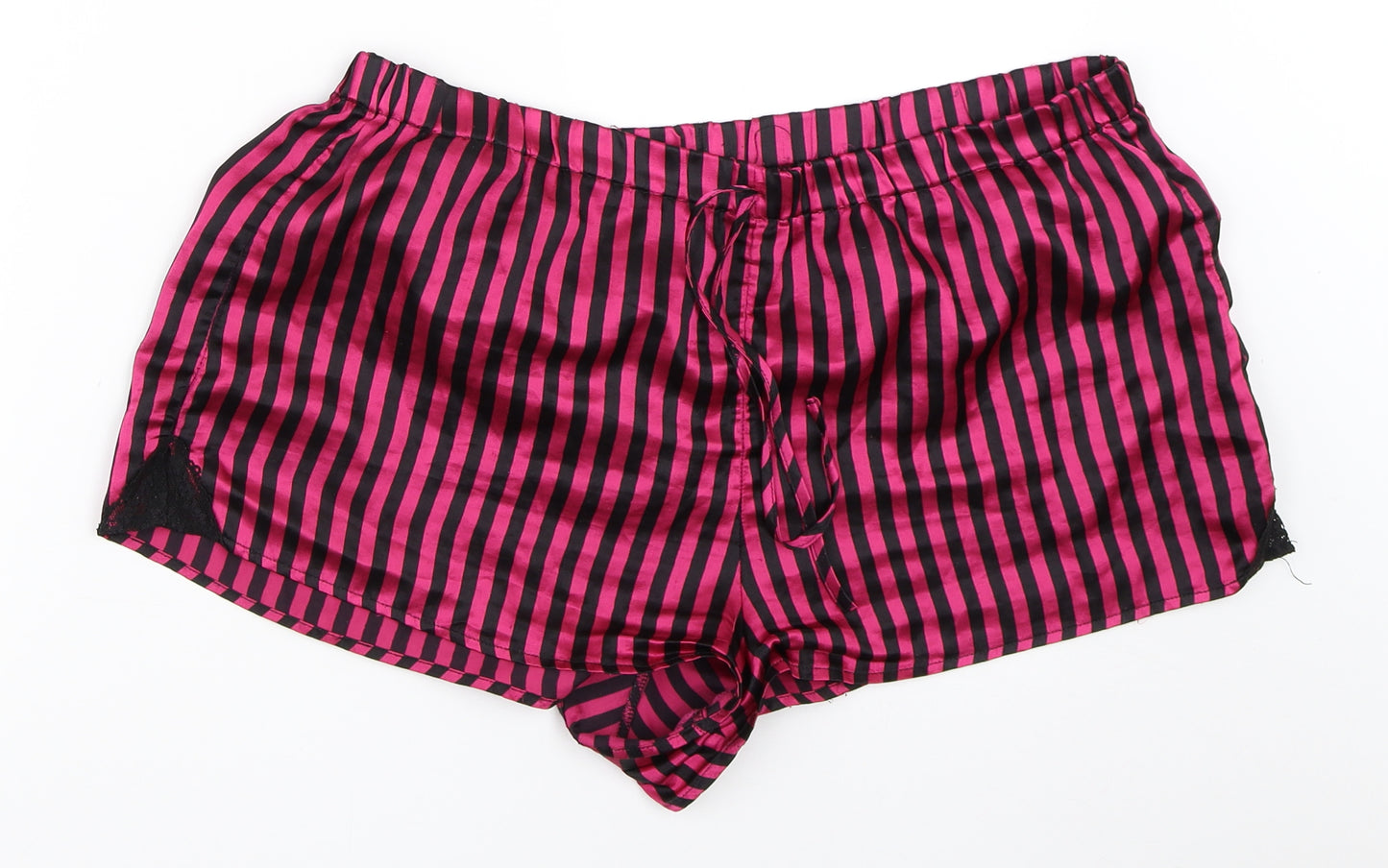 George Womens Pink Striped Satin Top Sleep Shorts Size 16