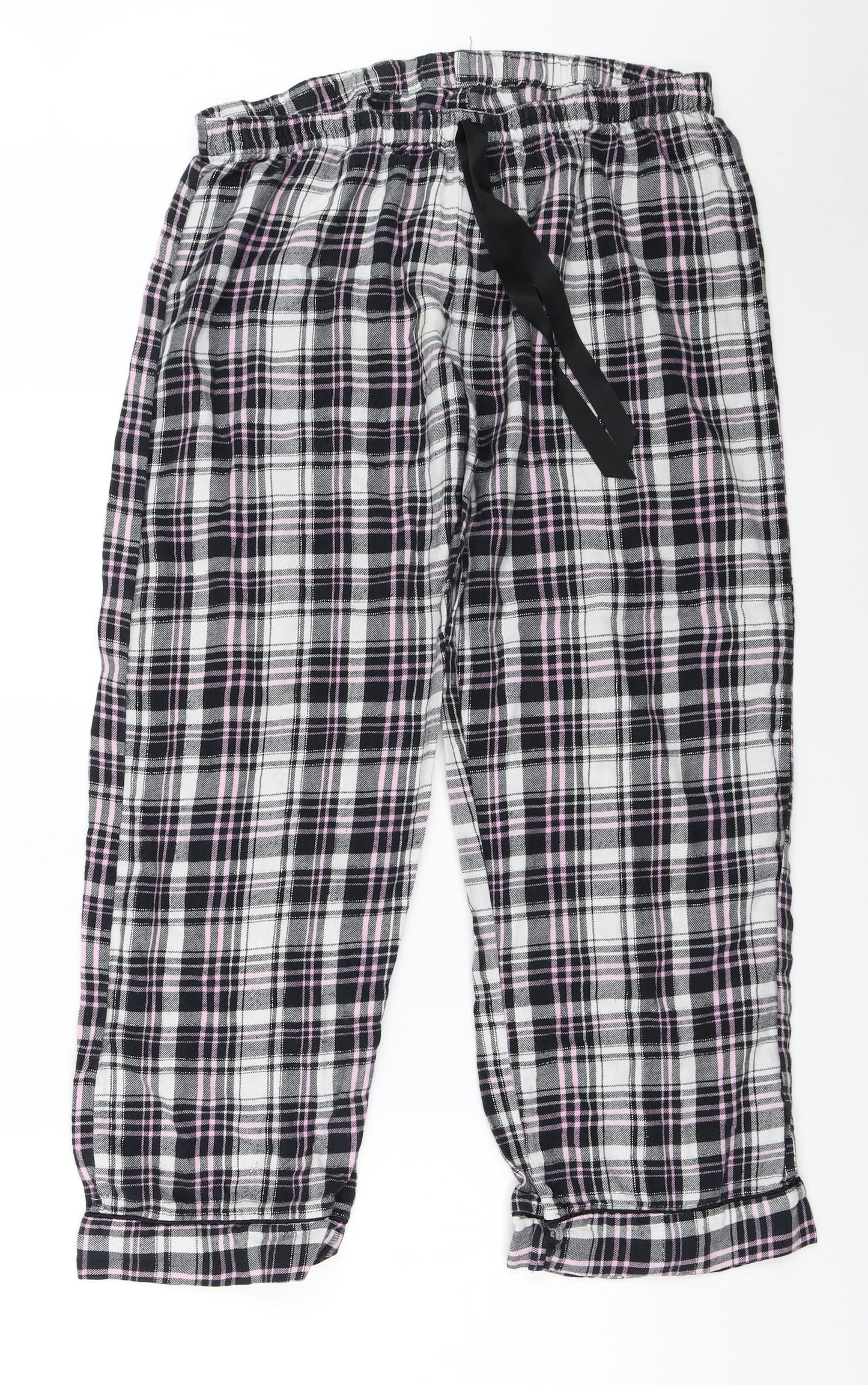 George Womens Black Check  Top Pyjama Pants Size 12