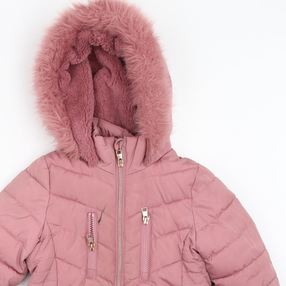 George Girls Pink   Puffer Jacket Coat Size 4-5 Years