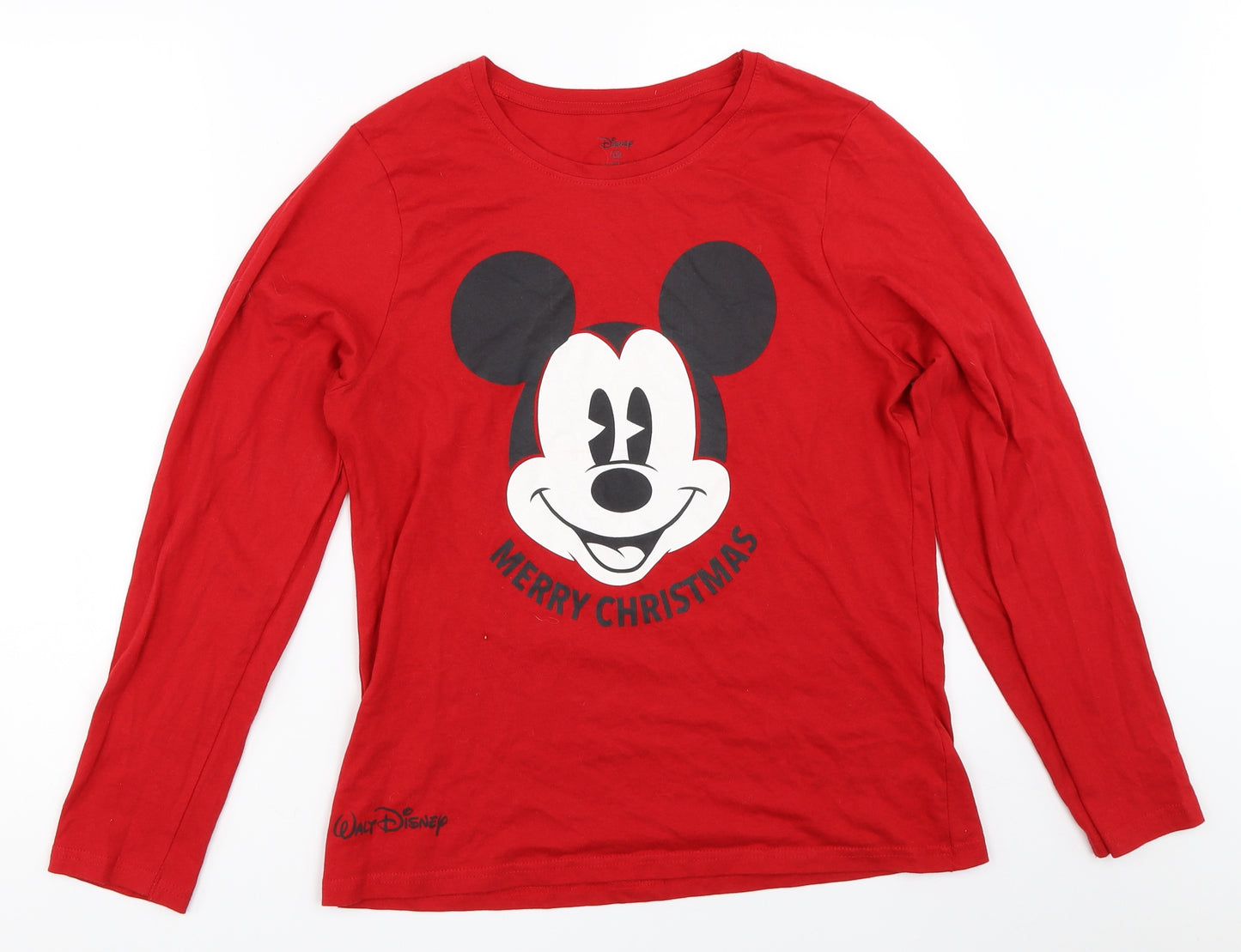 Primark Womens Red Solid  Top Pyjama Top Size XS  - Mickey mouse christmas