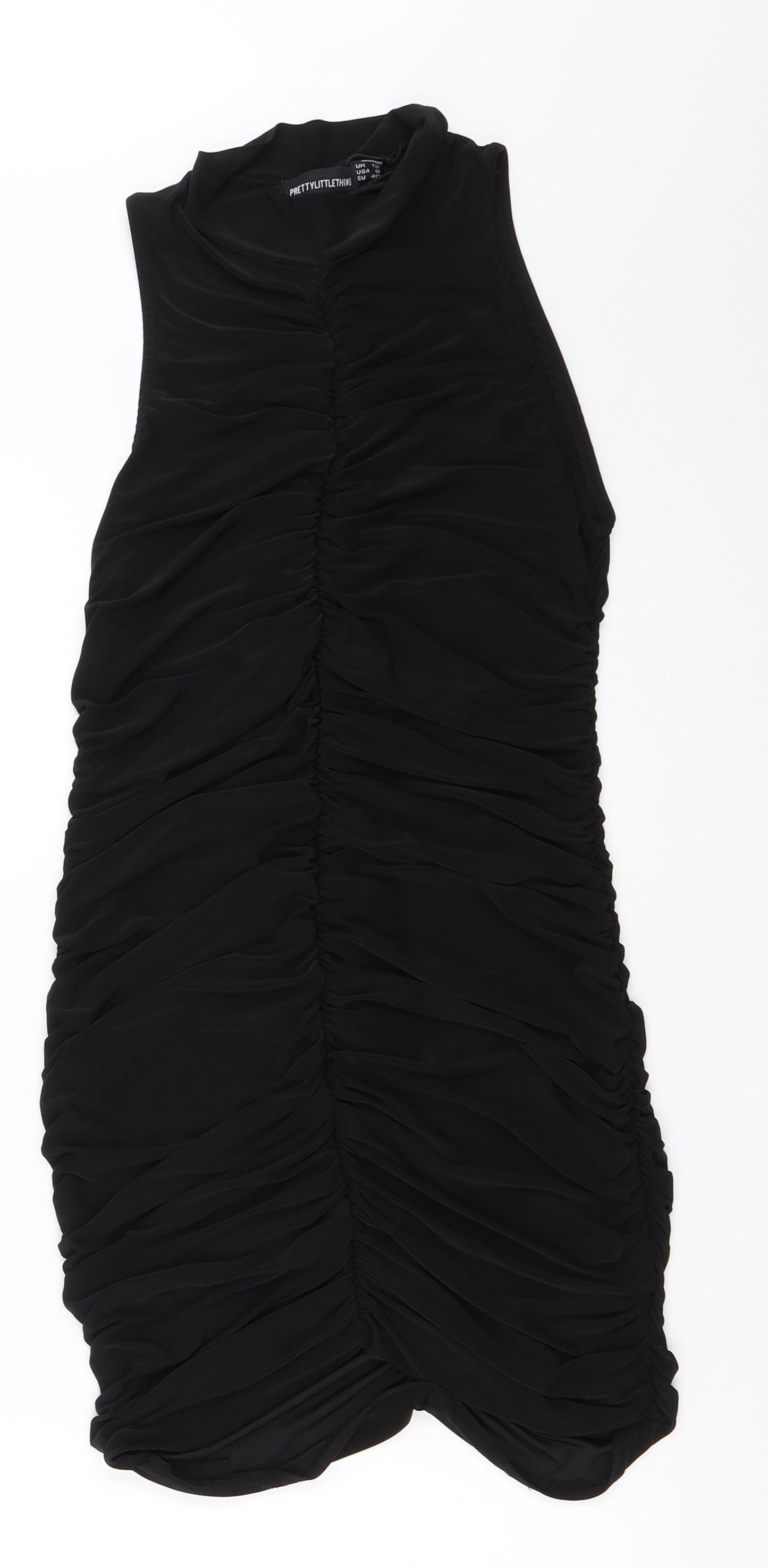 PRETTYLITTLETHING Womens Black   Bodycon  Size 12  - ruched