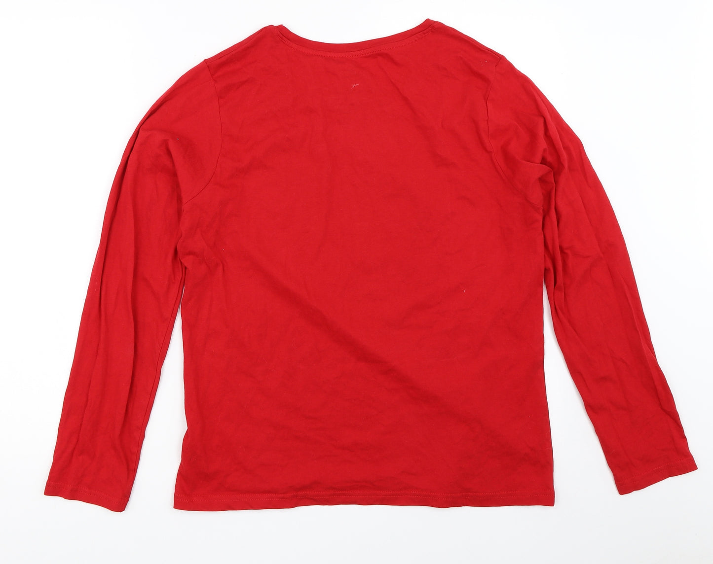 Primark Womens Red Solid  Top Pyjama Top Size S  - Mickey mouse christmas