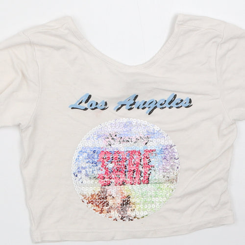 River Island Girls Ivory   Cropped T-Shirt Size 7-8 Years