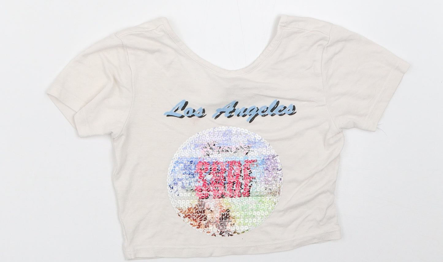 River Island Girls Ivory   Cropped T-Shirt Size 7-8 Years