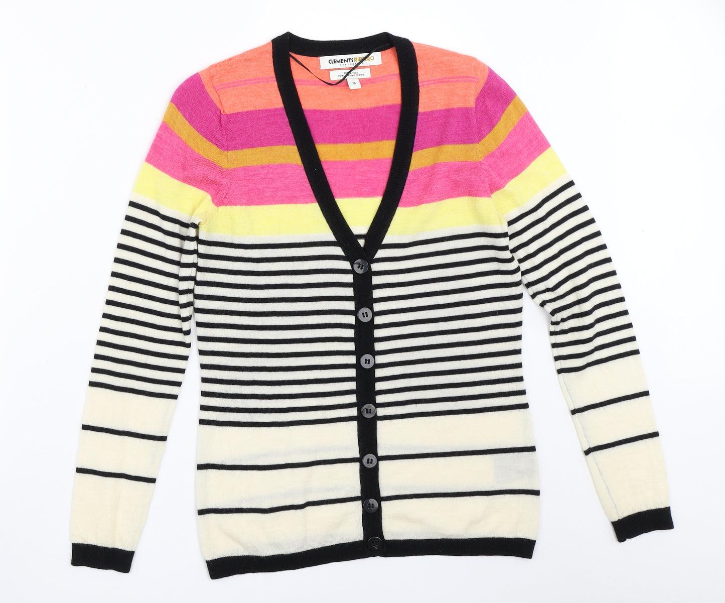 Clements Ribeiro Womens Ivory Striped  Cardigan Jumper Size M