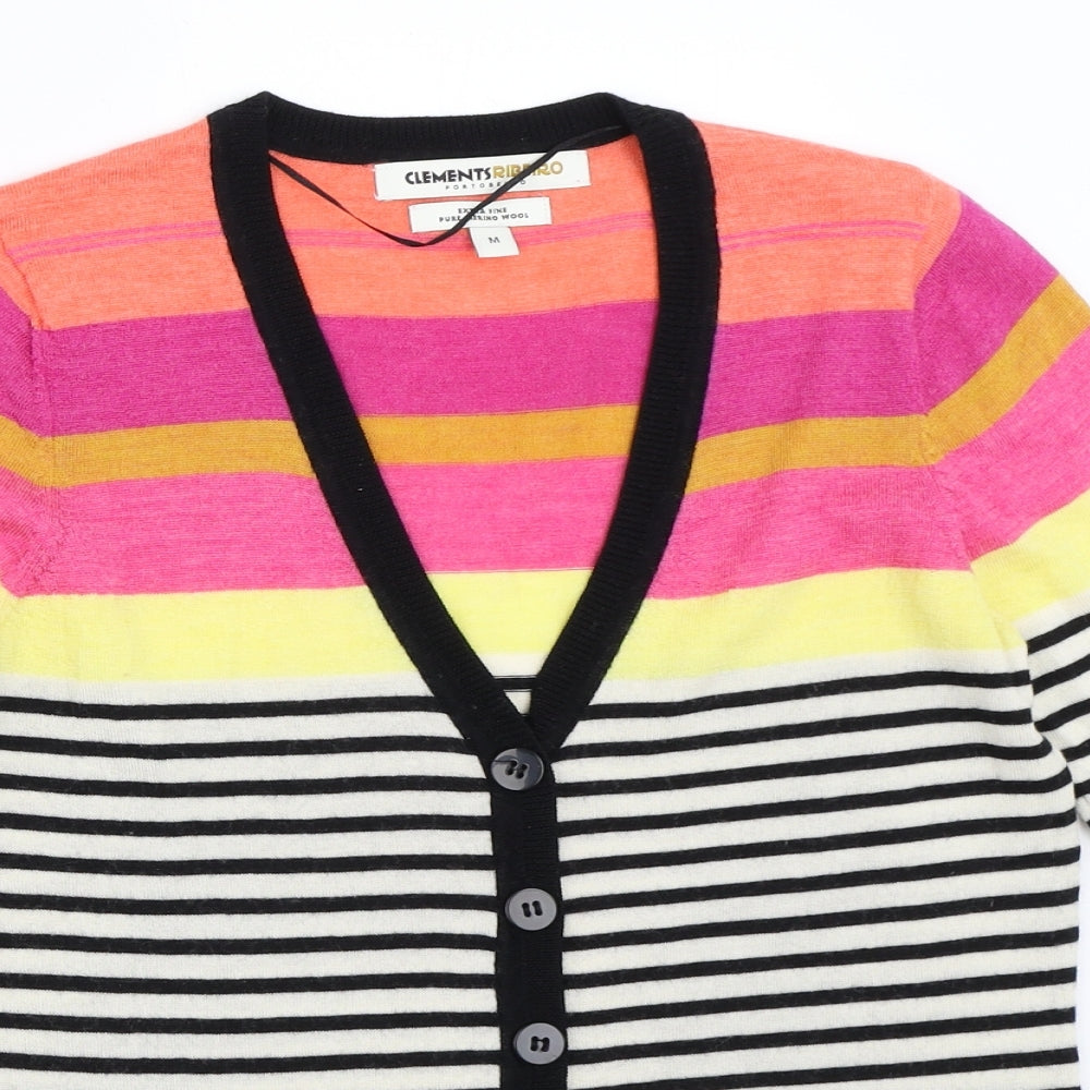 Clements Ribeiro Womens Ivory Striped  Cardigan Jumper Size M