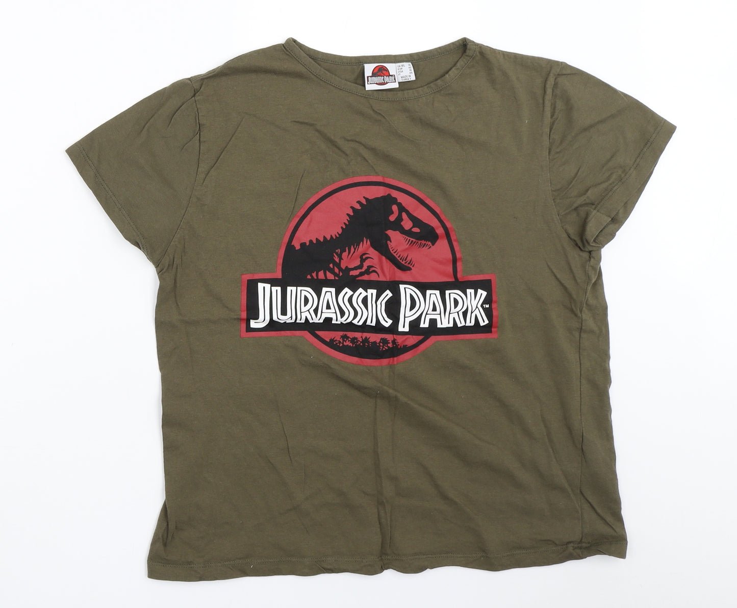 Primark Womens Green   Basic T-Shirt Size 14  - jurassic park
