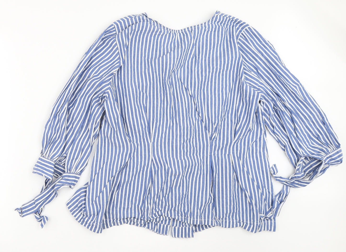 Monsoon Womens Blue Striped  Basic Button-Up Size 18