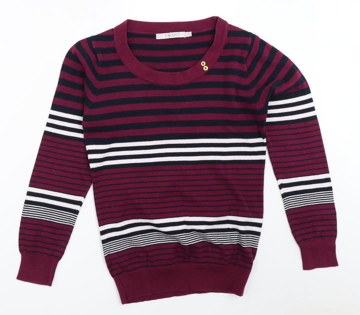 EWM Womens Purple Striped Pullover Jumper Size S