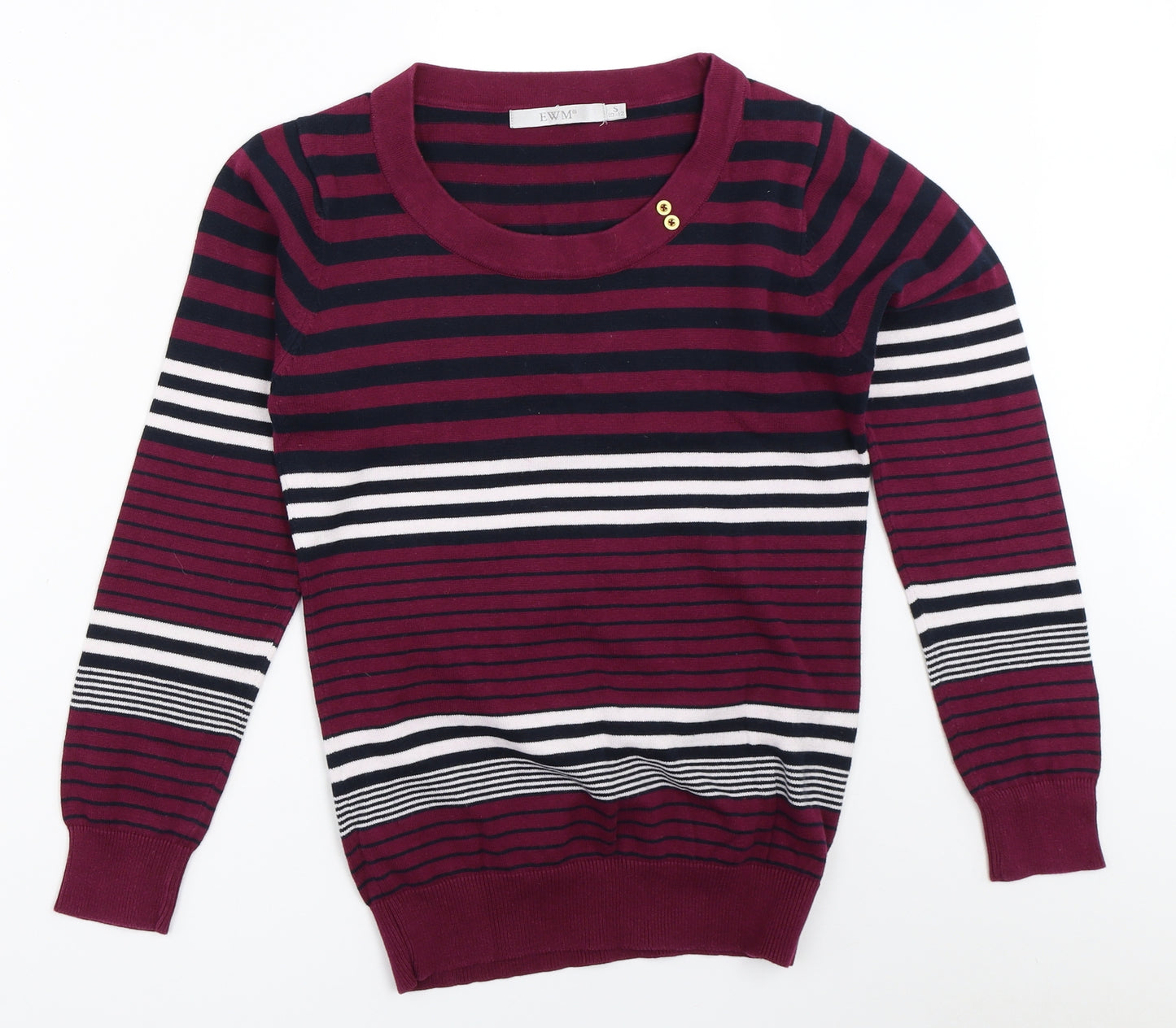 EWM Womens Purple Striped  Pullover Jumper Size S