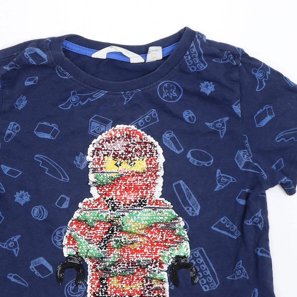 H&M Boys Blue   Basic T-Shirt Size 9-10 Years  - lego