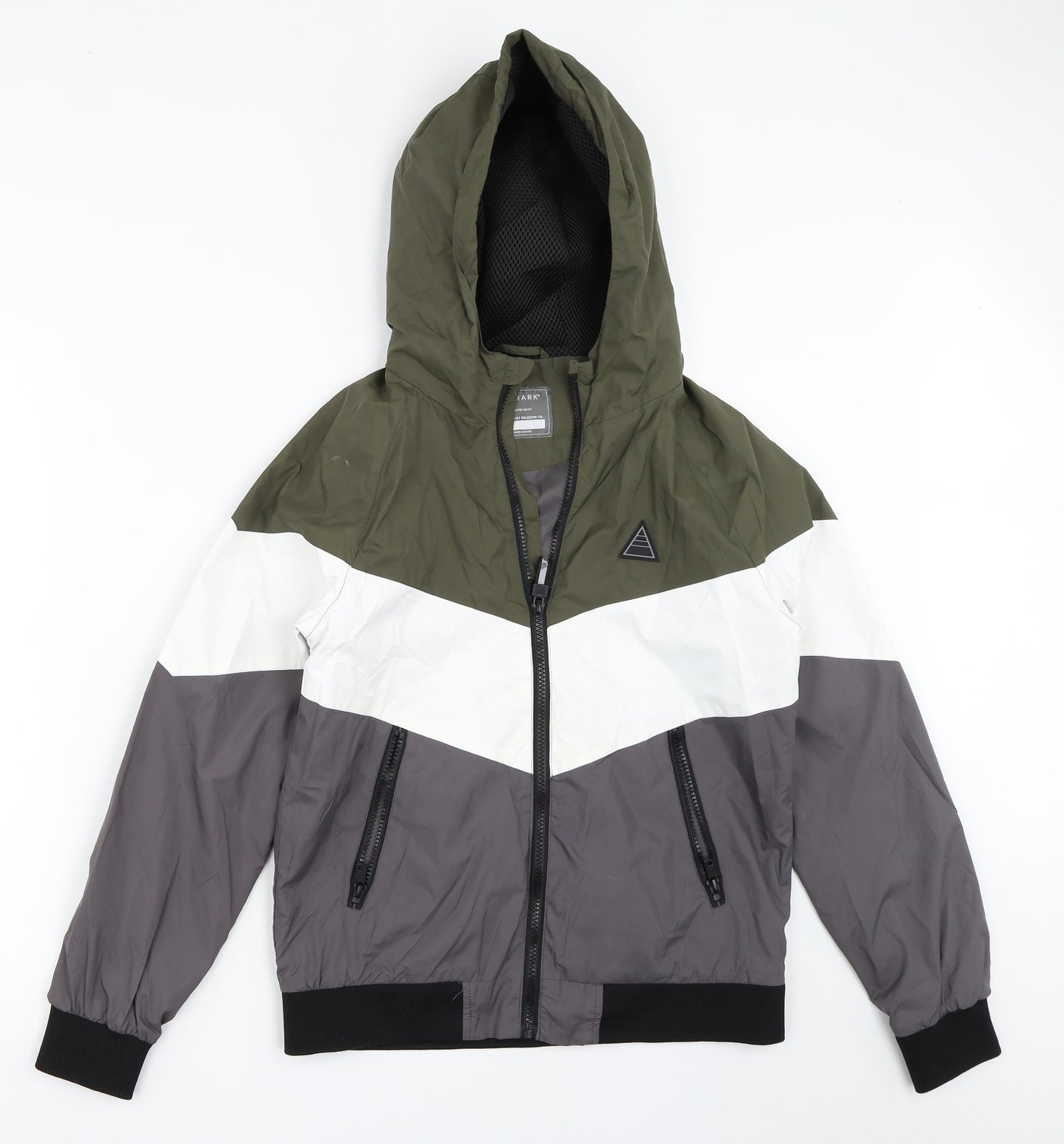 Primark Boys Grey Colourblock  Windbreaker Coat Size 13-14 Years