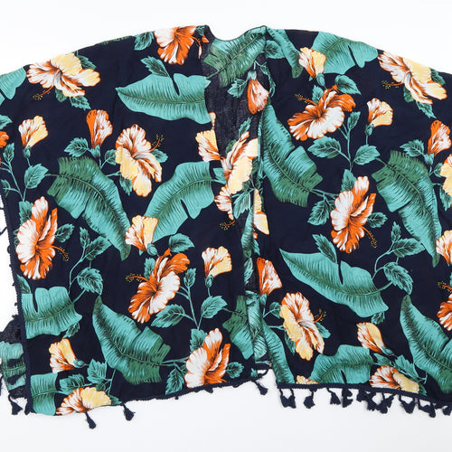 Soul Heart Style Womens Blue Floral  Cardigan Jumper One Size  - beach