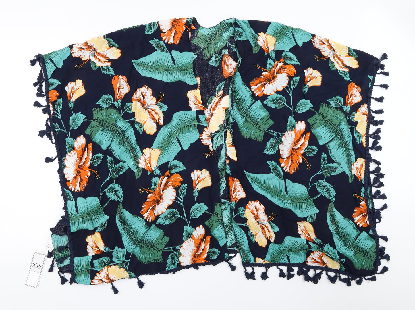 Soul Heart Style Womens Blue Floral  Cardigan Jumper One Size  - beach