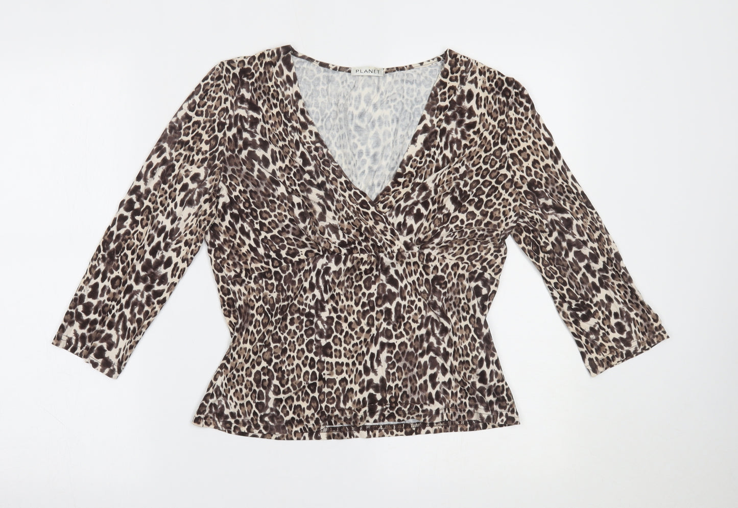 Planet  Womens Brown Animal Print  Basic Blouse Size 12