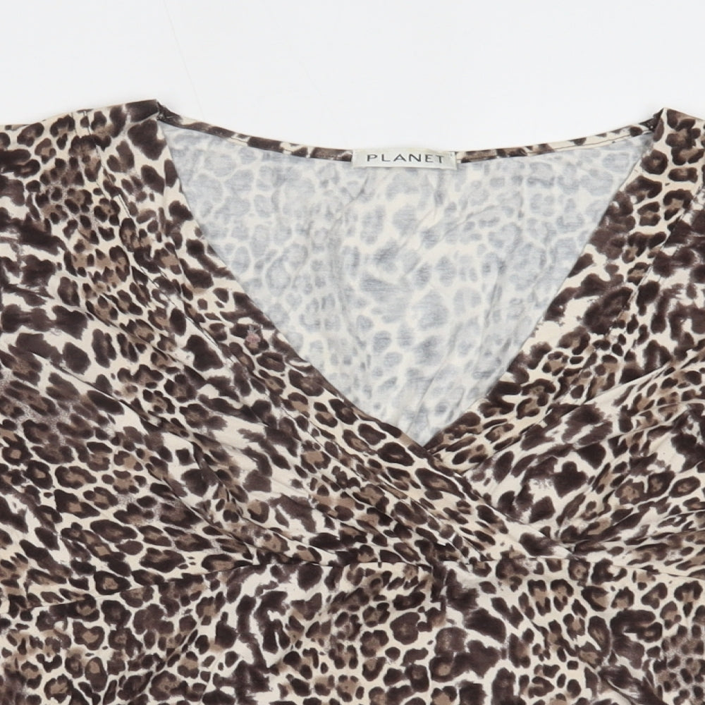 Planet  Womens Brown Animal Print  Basic Blouse Size 12