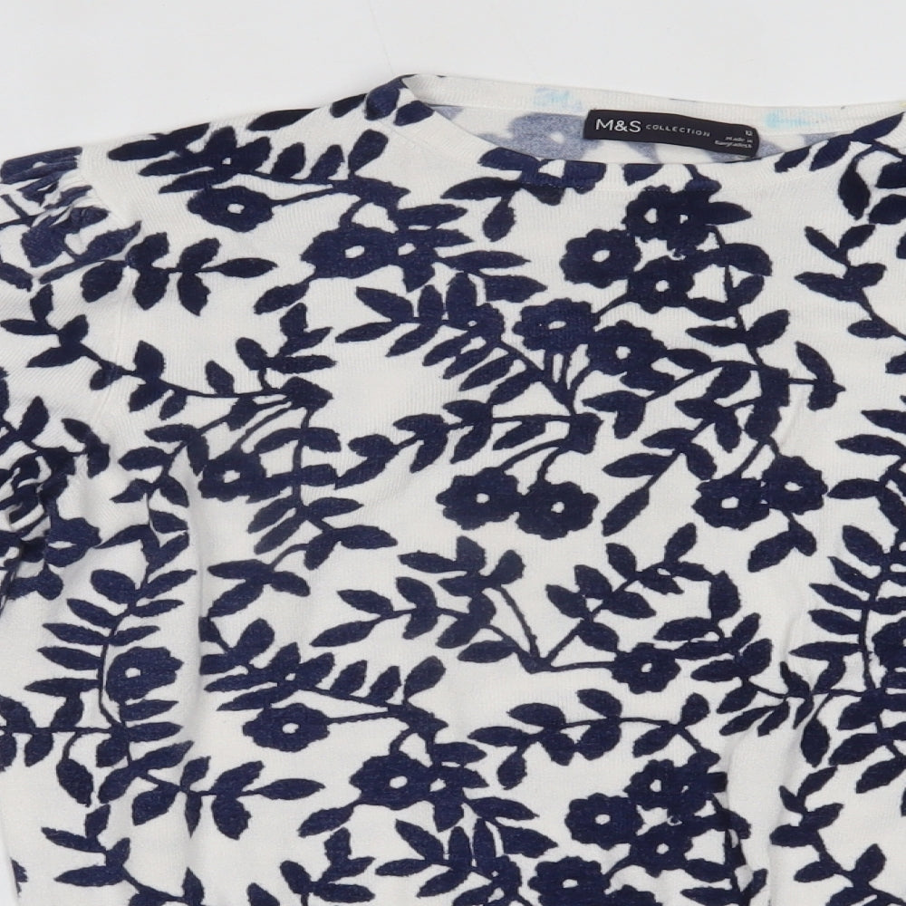 Marks and Spencer Womens Blue Floral  Basic Blouse Size 12