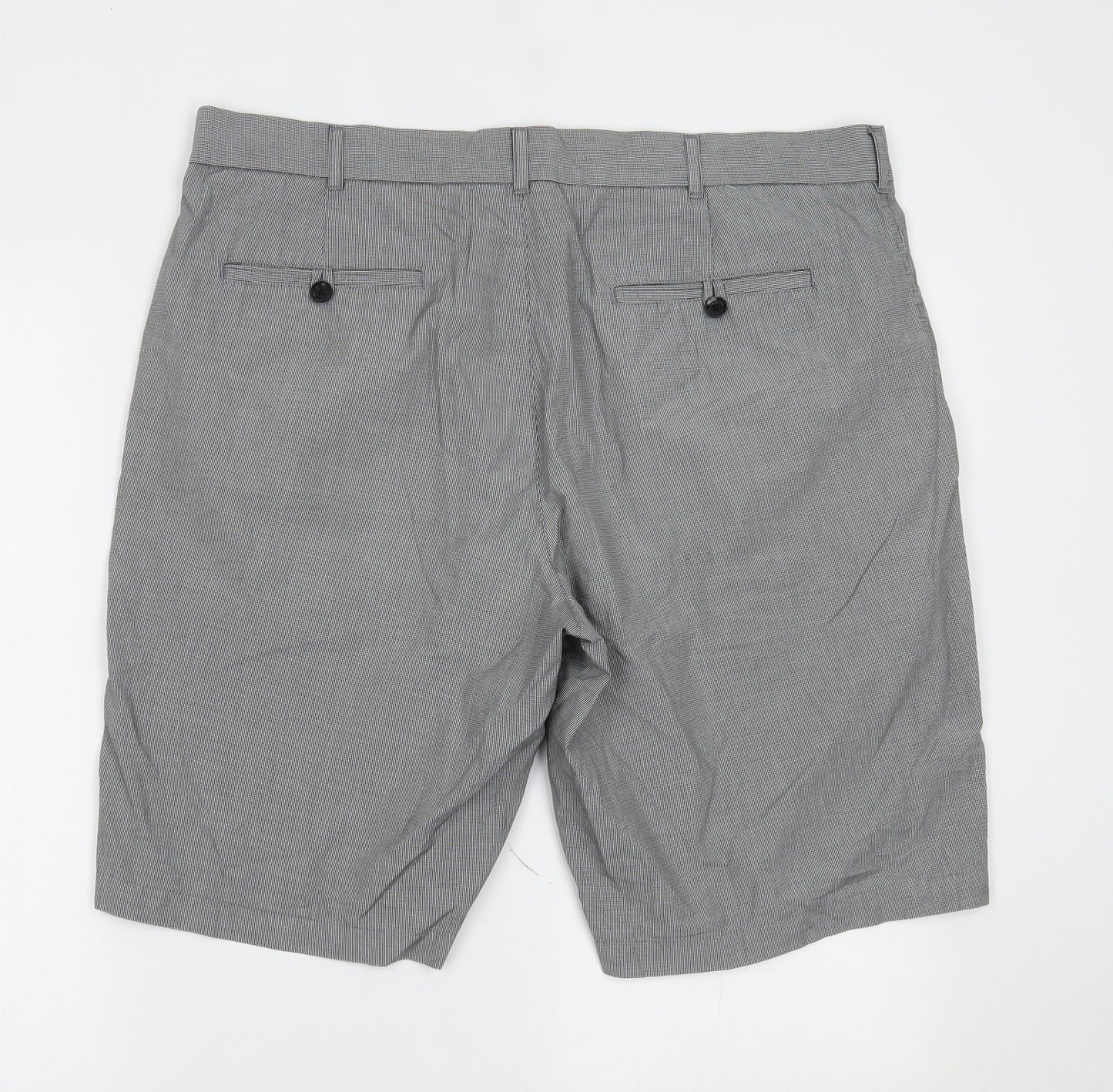 Marks and Spencer Mens Grey Houndstooth  Chino Shorts Size 38