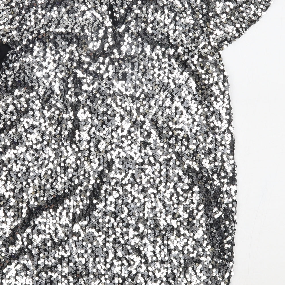 Preworn Womens Silver   Basic Blouse Size 10