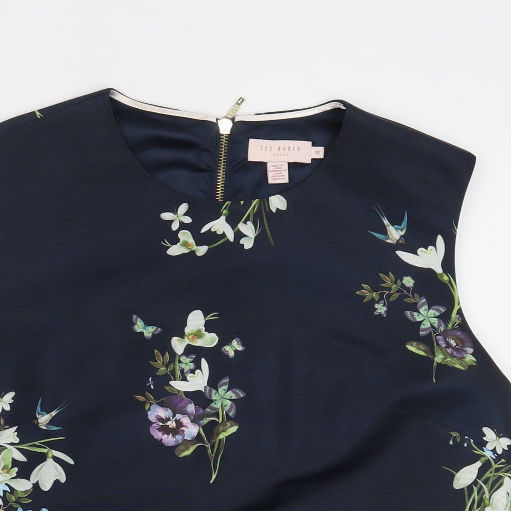 Ted Baker Womens Blue Floral  Cropped Tank Size L