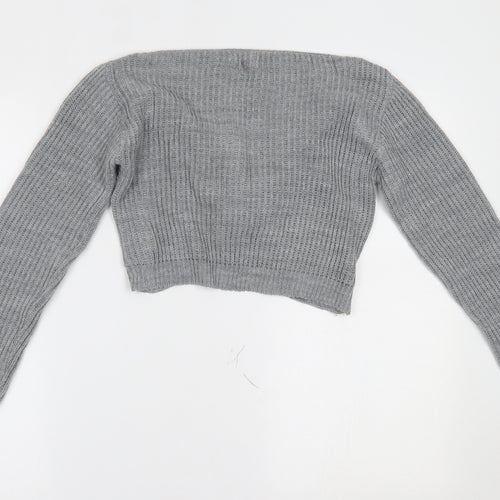 Boohoo Womens Grey   Cropped Blouse Size L