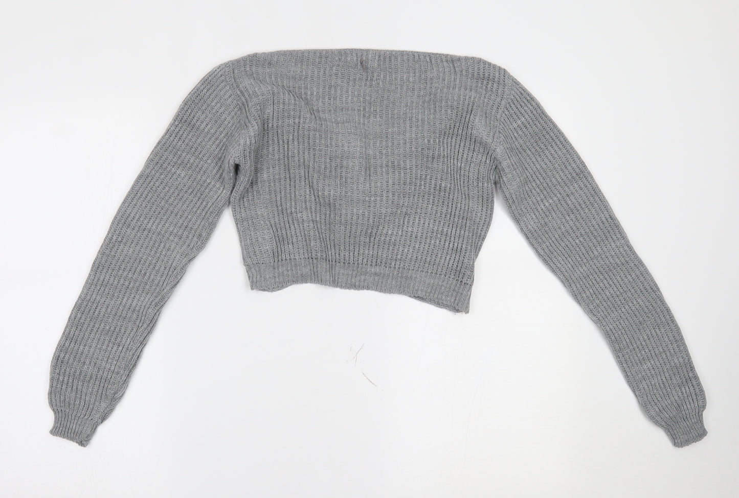 Boohoo Womens Grey   Cropped Blouse Size L