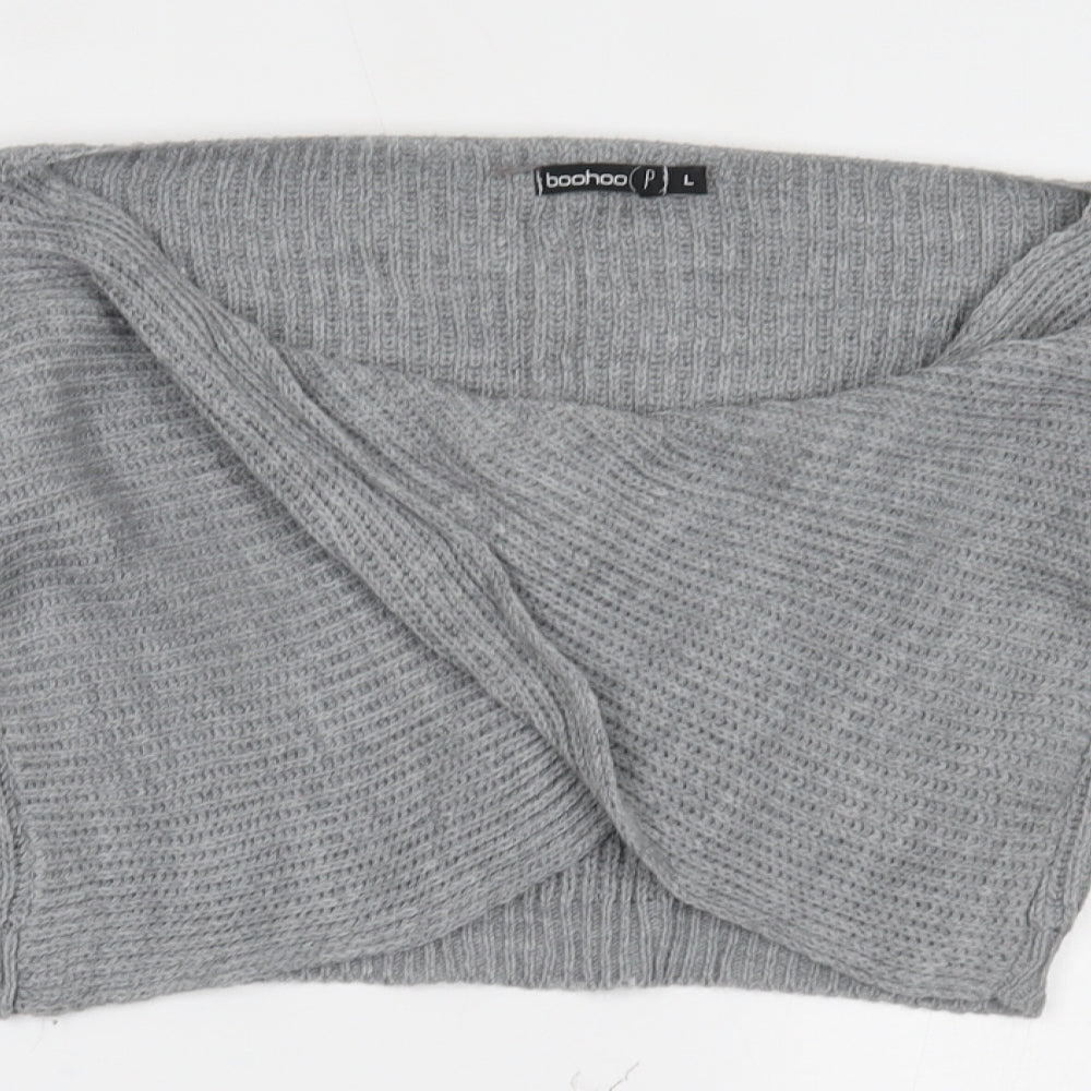 Boohoo Womens Grey   Cropped Blouse Size L