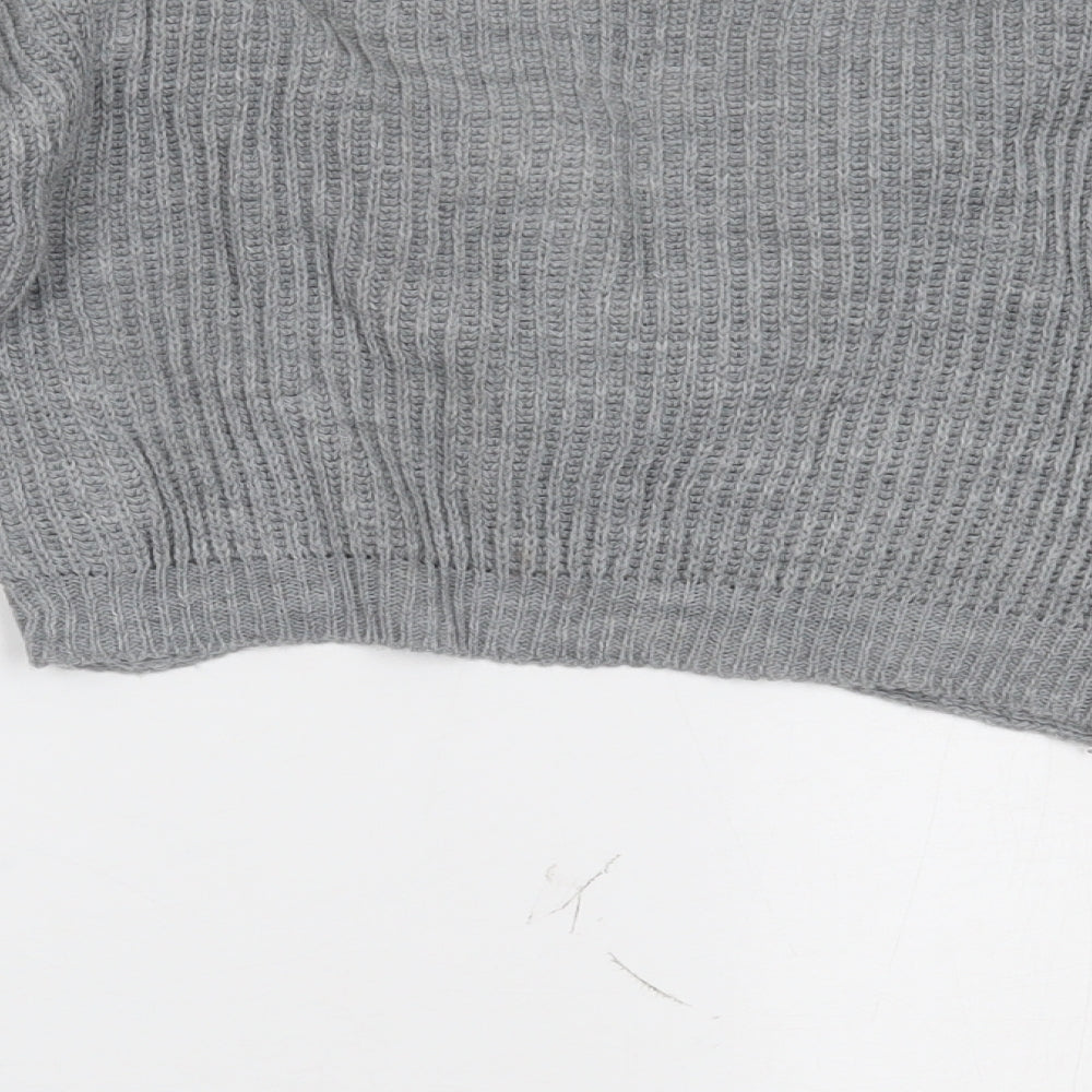 Boohoo Womens Grey   Cropped Blouse Size L