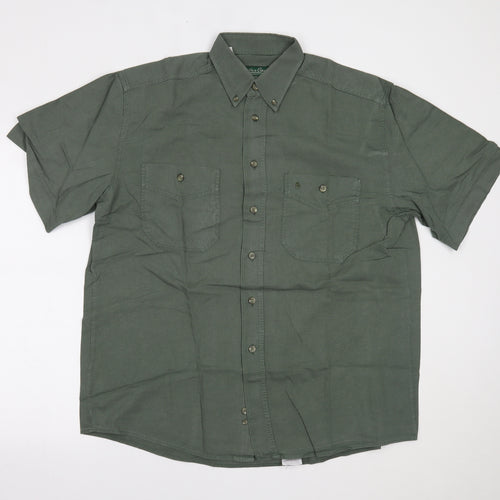 Melka Casual Mens Green    Button-Up Size L