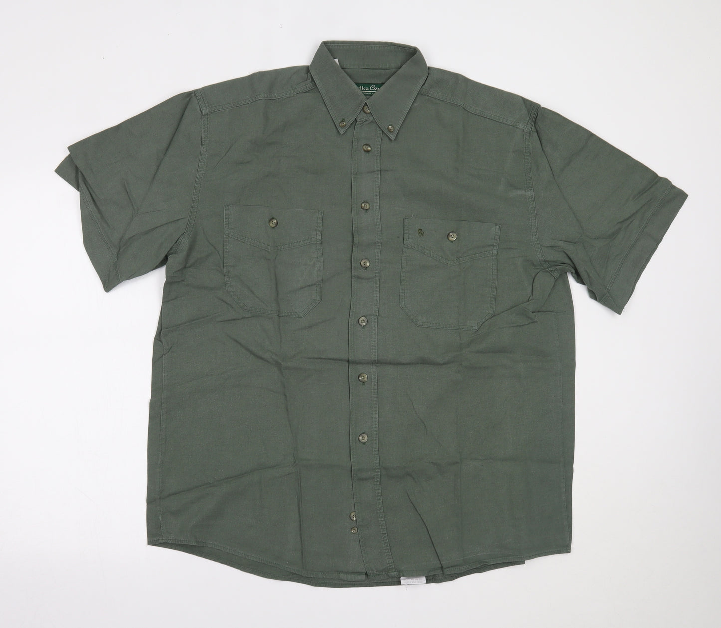 Melka Casual Mens Green    Button-Up Size L