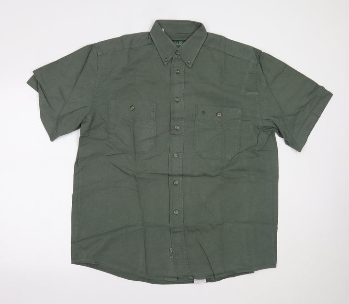 Melka Casual Mens Green    Button-Up Size L