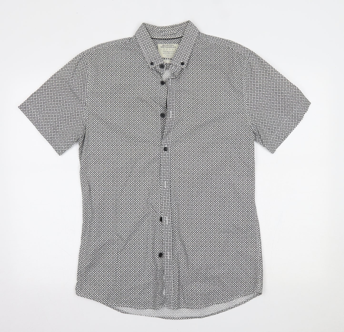 Burton Mens White Polka Dot   Button-Up Size M