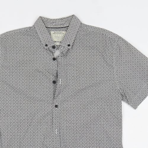 Burton Mens White Polka Dot   Button-Up Size M