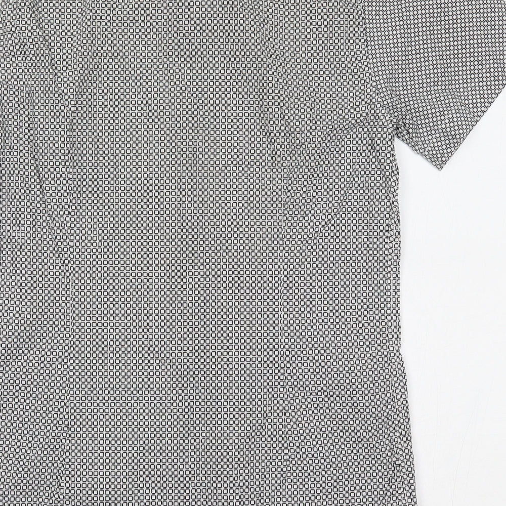 Burton Mens White Polka Dot   Button-Up Size M