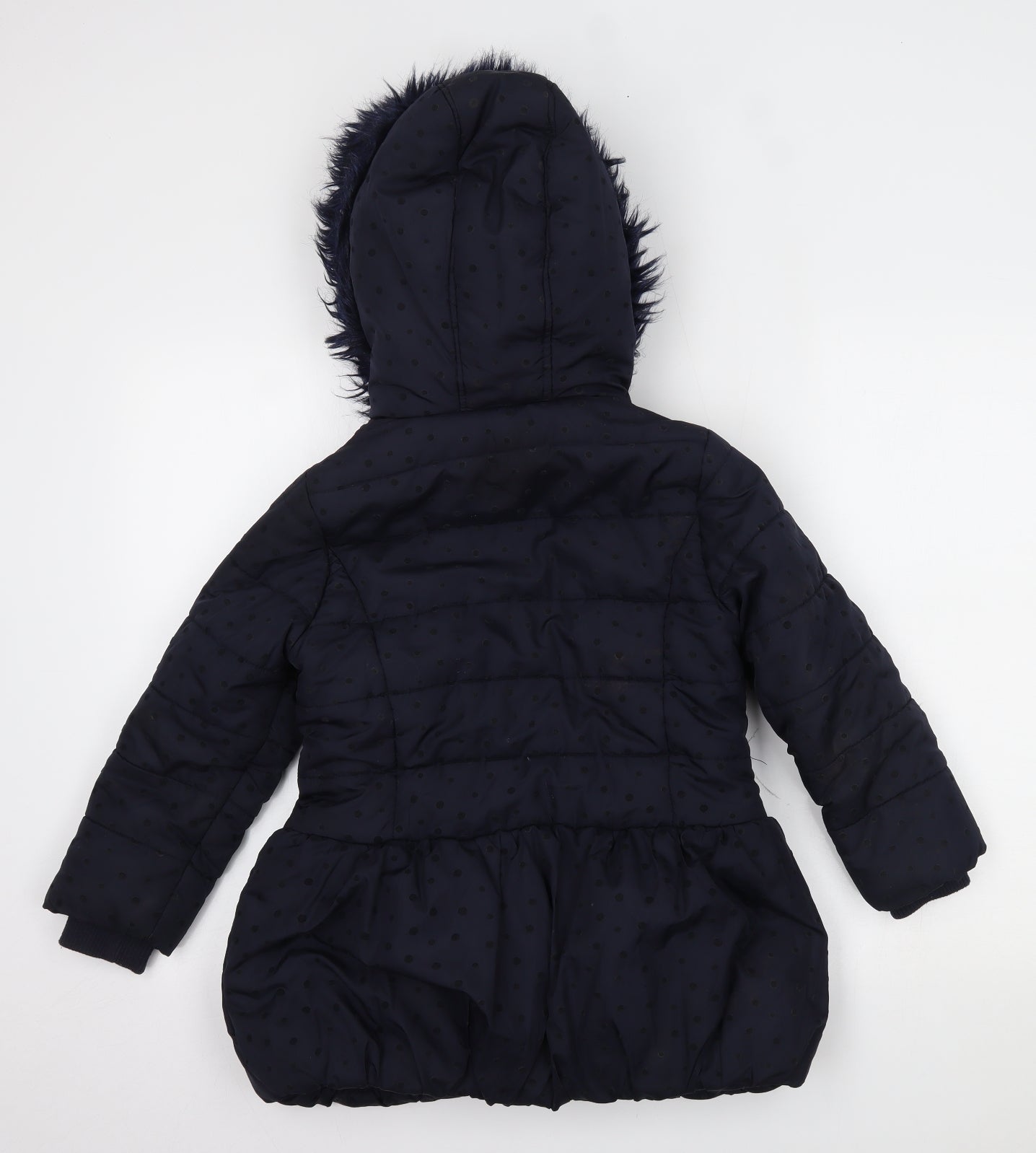 Matalan Girls Blue Polka Dot  Parka Coat Size 8 Years