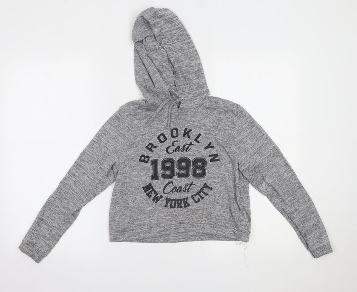 New Look Girls Grey Pullover Hoodie Size 10-11 Years