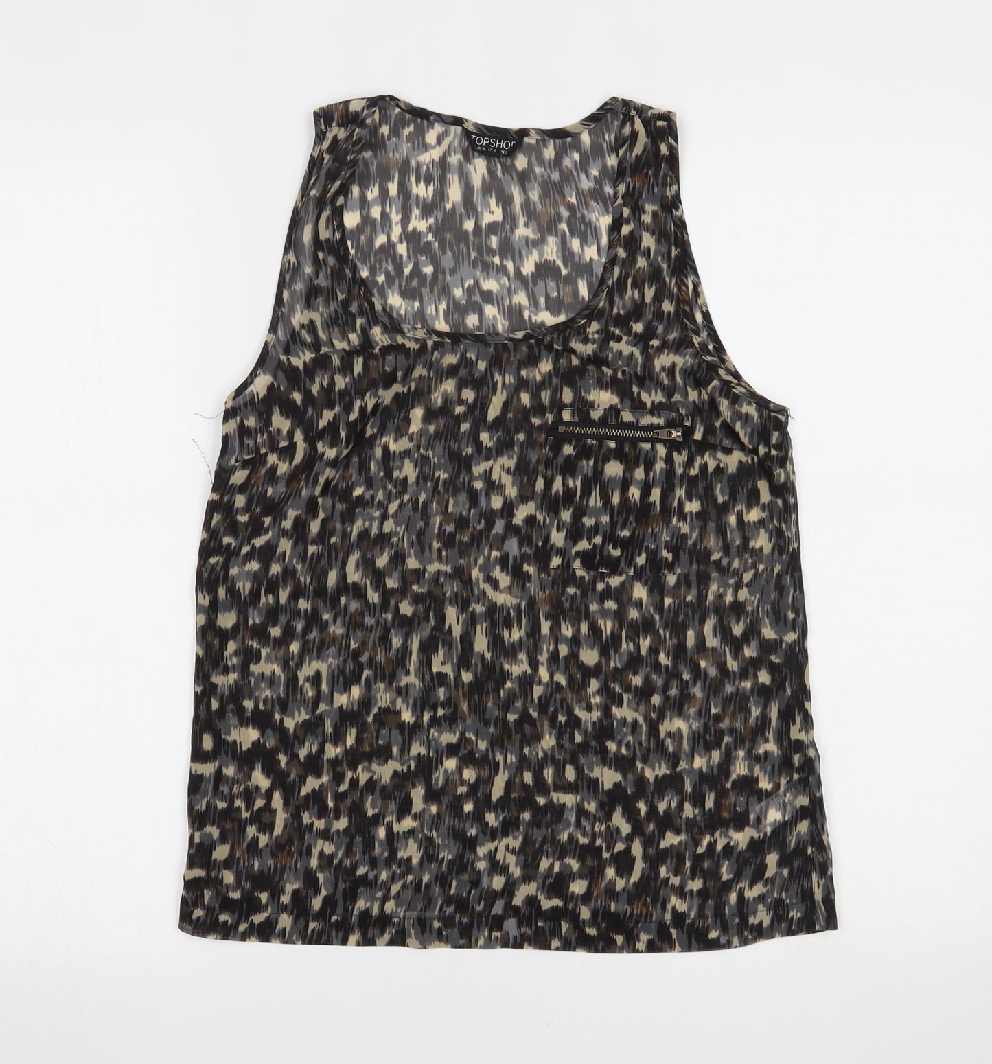 Topshop Womens Brown Animal Print  Basic Tank Size 8