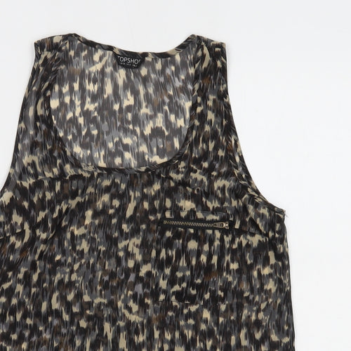 Topshop Womens Brown Animal Print  Basic Tank Size 8
