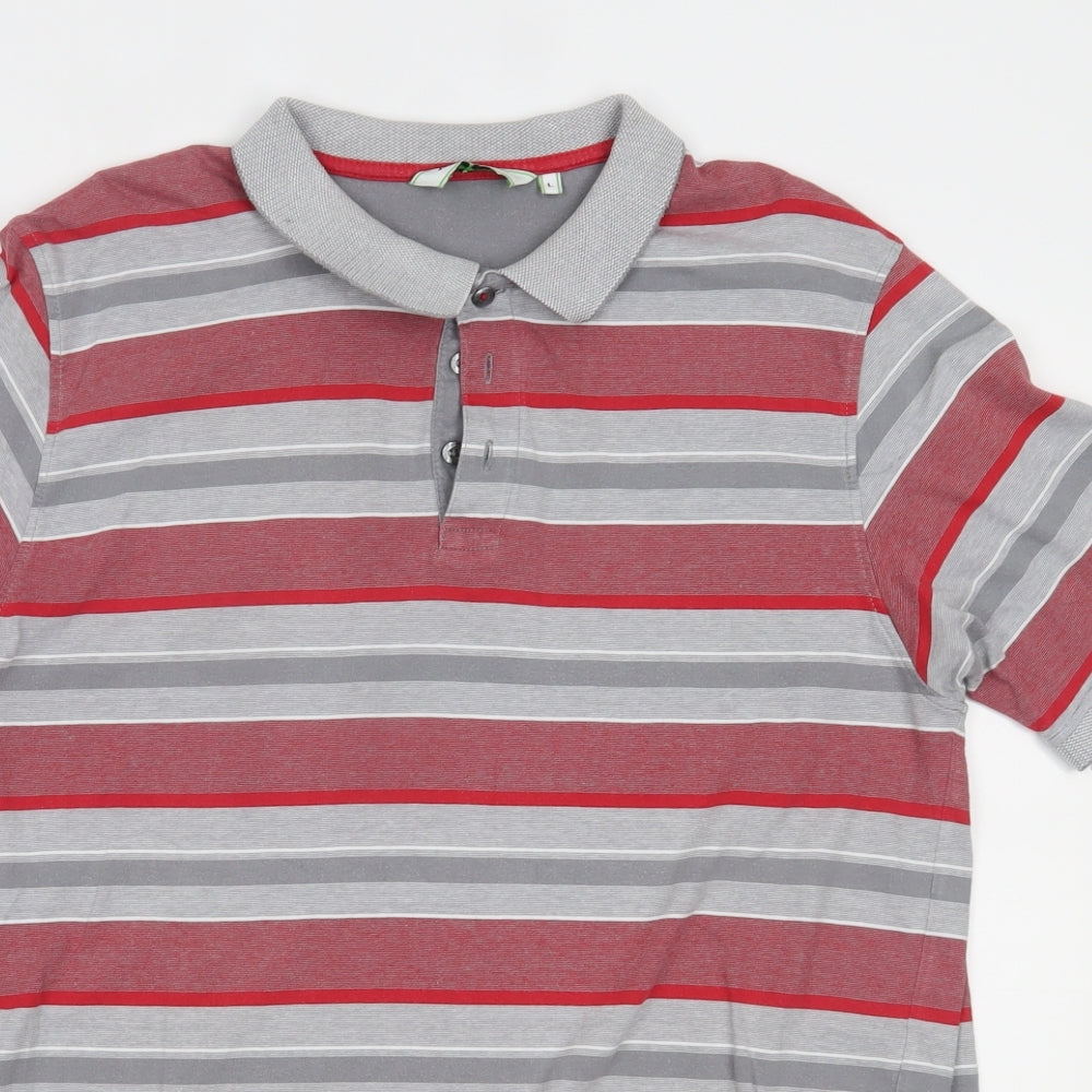 James Pringle Mens Red Striped   Polo Size L