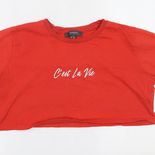 Primark Womens Red   Cropped T-Shirt Size S