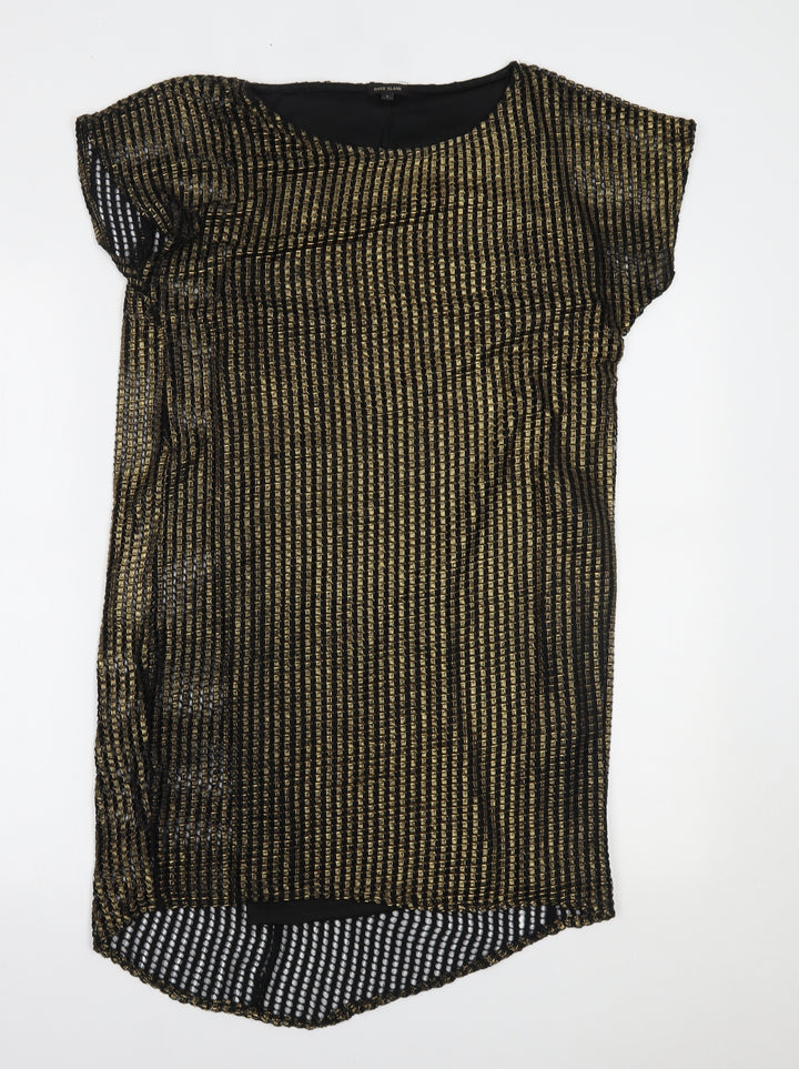 River Island Womens Gold   T-Shirt Dress  Size 8