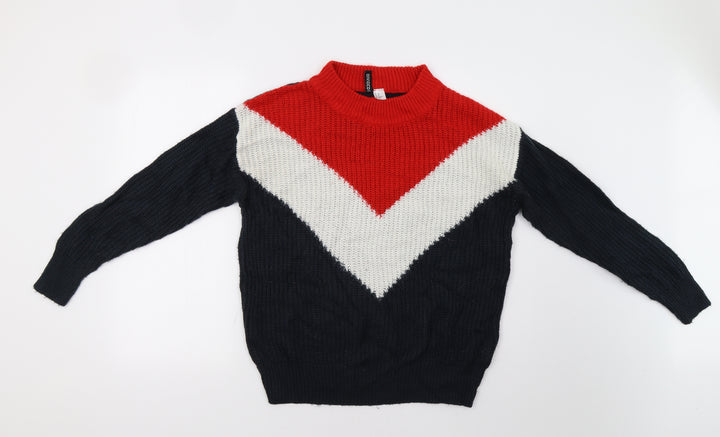 H&M Womens Multicoloured Striped Pullover Jumper Size XS