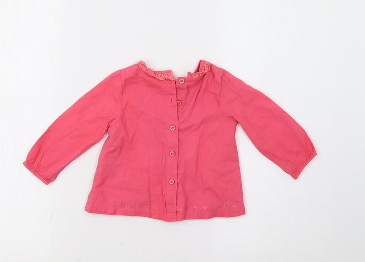 M&S Baby Pink Floral  Basic Button-Up Size 9-12 Months